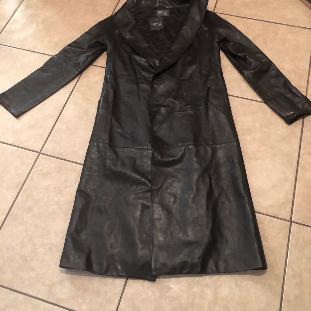 Lafayette womens 148 Shawl Collar Full Length Leather Jacket (No Belt) Sz. M/L